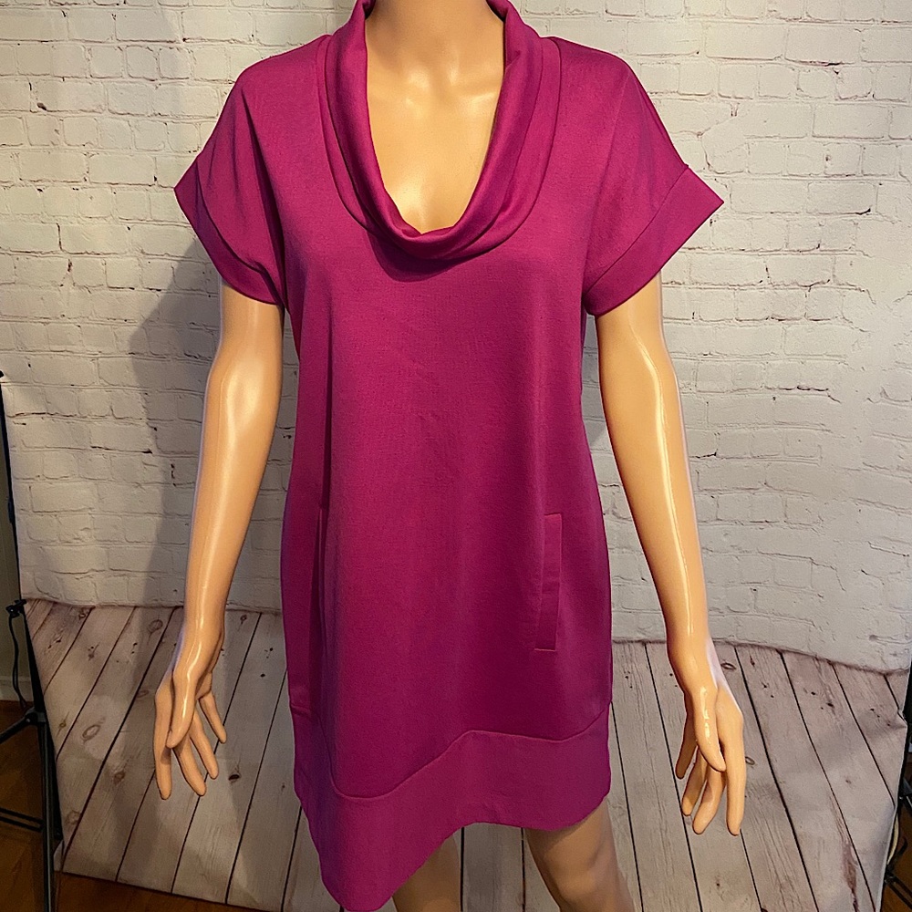 New York & Company fuscia comfy turtleneck sweater dress size medium